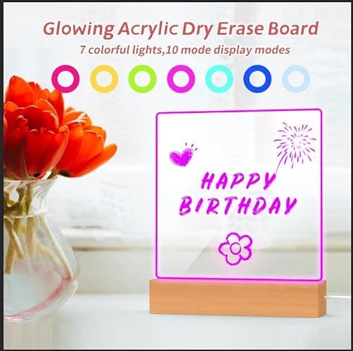 Gifts for Women Men Girls-Personalized DIY Night Light Message Board with Erasable Pen,Room/Home/Office Décor,Best Gift for Mother's Day/Father'sday/Birthday/Wedding/Anniversary thumbnail 3