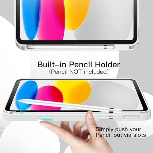 JETech Case for iPad (A16) 11th/10th Generation (2025/2022) with Pencil Holder, Slim Tablet Cover with Soft TPU Back, Auto Wake/Sleep (White) thumbnail 5