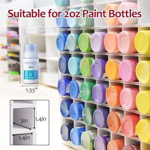 80 Grids Paint Organizer, Wall Mountable Craft Paint Storage Rack, Paint Bottle Holder Stand for 2 oz Bottles, Paint Holders for Craft Room Organization thumbnail 2