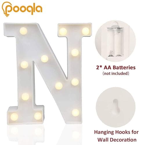 Pooqla LED Marquee Letter Lights Sign, Light Up Alphabet Letter for Home Party Wedding Decoration N thumbnail 3