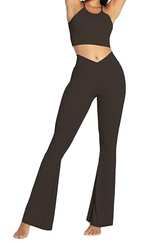 Sunzel Womens Flare Leggings No Front Seam Flare Yoga Pants with Tummy Control Crossover High Waist - 28" / 30" / 32" / 34" thumbnail 7