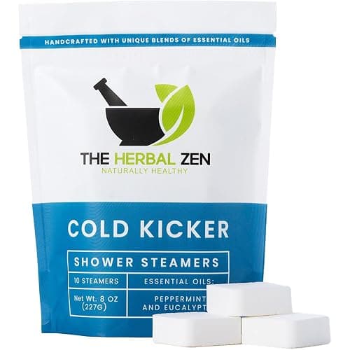 Cold Kicker Shower Steamers Aromatherapy for Relief - USA Made - Peppermint & Eucalyptus Shower Bomb Tablets - Mothers Day Gift for Mom - Soothing Natural Essential Oils (10 Pack) - Image 1