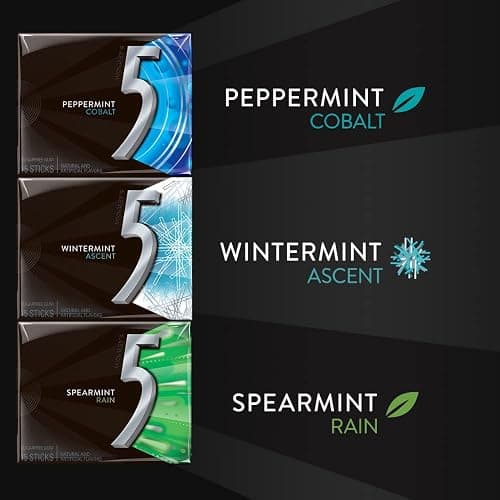 5 GUM Peppermint Cobalt, Spearmint Rain, Wintermint Ascent Sugar-Free Chewing Gum Variety Pack, 15 Packs, WRIGLEY'S 15 Stick thumbnail 6