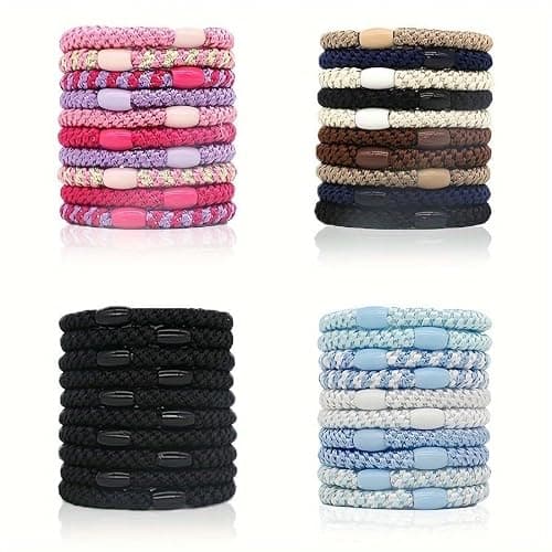 Kknekki Hair Ties, 10 Stück Modische, Schlichte Geflochtene Haarbänder Für Damen, Weiche, Elastische, Nicht Beschädigende Pferdeschwanzhalter(Blau) thumbnail 5