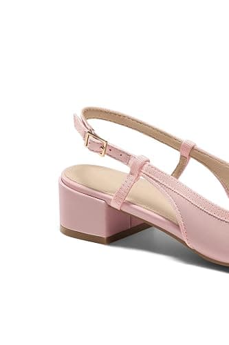 Coutgo Womens Chunky Low Heels Slingback Ballet Bow Pumps Closed Toe Wedding Dress Shoes thumbnail 8