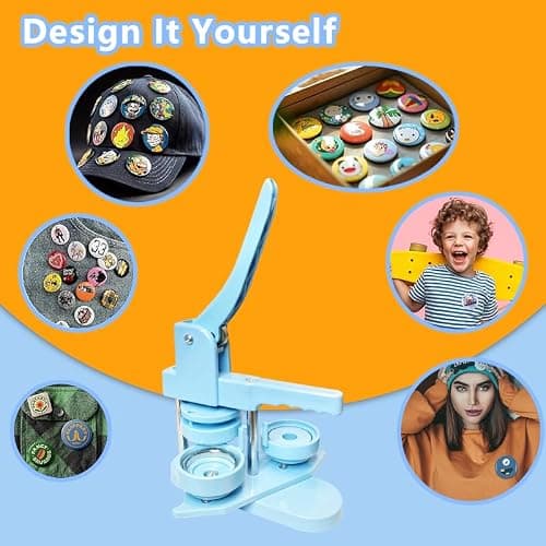 DCBADGE Button Maker Machine, Button Pin Maker (3rd Gen) Installation-Free DIY, Button Press Machine Kit with Free Button Parts&Circle Cutter&Wrench Gadget (Light Blue, 58mm（2.25in）) thumbnail 6