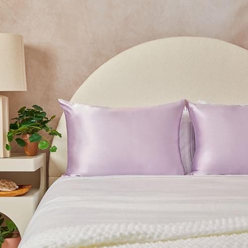 Kitsch Satin Pillowcase with Zipper for Hair & Skin, Softer Than Silk Pillow Cases Queen, Wrinkle-Free, Smooth and Cooling Satin Pillow Covers, Standard Size 19"x26" - Lavender thumbnail 9