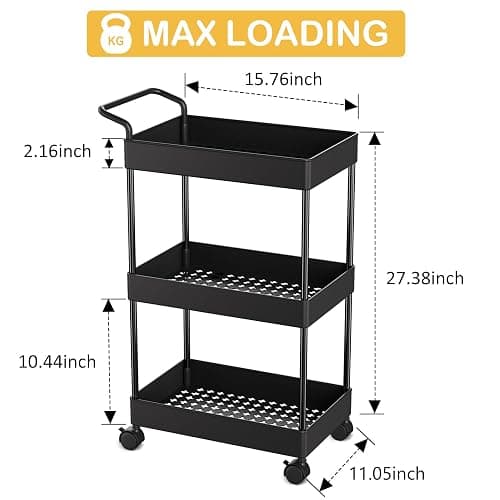 Volnamal Diaper Caddy - Plastic Diaper Organizer for Nursery Essentials, Baby Organizers and Storage, Movable Cart for Changing Table & Crib, Baby Registry Search, Black thumbnail 2