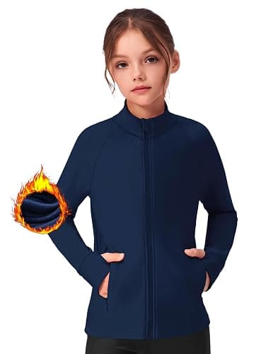 Zaclotre Girls Fleece Jacket with 4 Pockets Long Sleeve Zip Up Warm Athletic Winter Coat Kids Sweatshirt for 5-14 Y - Image 1