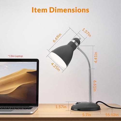 LEPOWER Metal Desk Lamp, Eye-Caring Table Lamp, Study Lamps with Flexible Goose Neck for Bedroom, Home Office (Matte Black) thumbnail 2