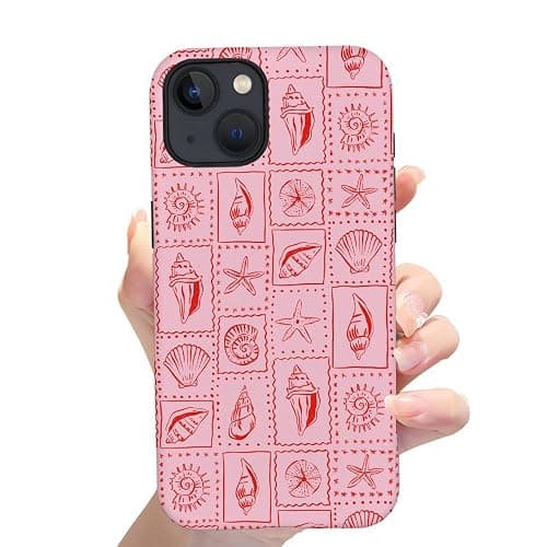 Case for iPhone 13,Frosted 2-Layer Durable Case for Girl Women,Pink Seashells Stamps Beachy - Pink Seashells Stamps Beachy - iPhone 13 thumbnail 6