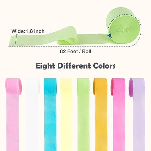 Pastel Birthday Party Decorations Pastel Crepe Paper Streamers 8 Rolls Pastel Color Party Streamers for Birthday Party Wedding Decorations thumbnail 4