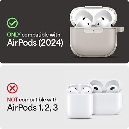 CYRILL Kajuk Compatible with Airpods 4 Case Cover, Premium Vegan Leather Case for Airpods 4 with Shock-Absorbent Bumper and Carabiner [Compatible with MagSafe] (2024) - Cream thumbnail 2