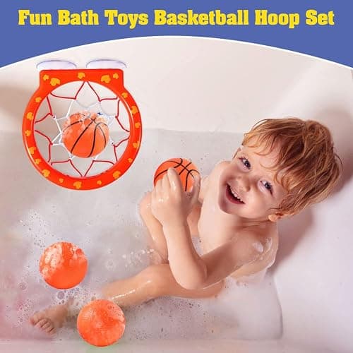 KSABVAIA Bath Toys - Bathtub Basketball Hoop for Kids Toddlers,Bath Toys Shower Toys for Kids Ages 4-8,Suction Cup Basketball Hoop & 4 Soft Balls Set for Boys Girls thumbnail 3