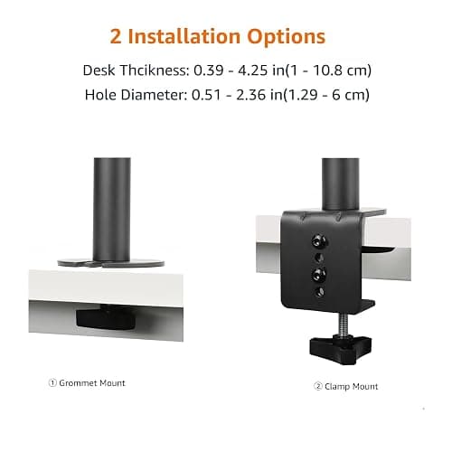Amazon Basics Adjustable Dual Computer Monitor Arm Mount, Holds Monitors up to 32 Inches (81.3 cm), Black thumbnail 5