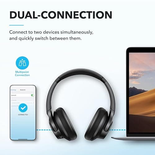 soundcore by Anker Q20i Hybrid Active Noise Cancelling Headphones, Wireless Over-Ear Bluetooth, 40H Long ANC Playtime, Hi-Res Audio, Big Bass, Customize via an App, Transparency Mode, Ideal for Travel thumbnail 7