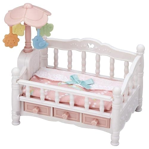 Calico Critters - Crib with Mobile Set - Dollhouse Furniture & Accessories | Rock the babies to sleep under a spinning mobile - nursery furniture that makes bedtime scenes extra sweet, Ages 3+ - Image 1