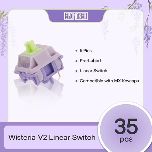 EPOMAKER Wisteria V2 Linear 38gf Keyboard Switches Set, with Light Diffuser, Pre-lubed, 5 Pin Creamy Switch, 35 Pieces for Mechanical Gaming Keyboards thumbnail 2