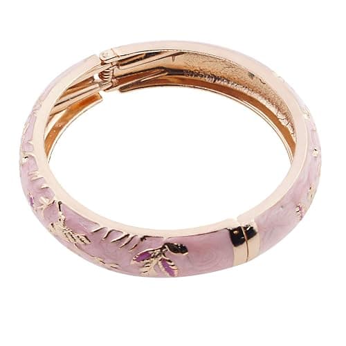 UJOY Colors Handcraft Jewelry Cloisonne Bracelet Enamel Bird Flower Spring Hinged Womens Bangles Gifts Box 55C49 thumbnail 3