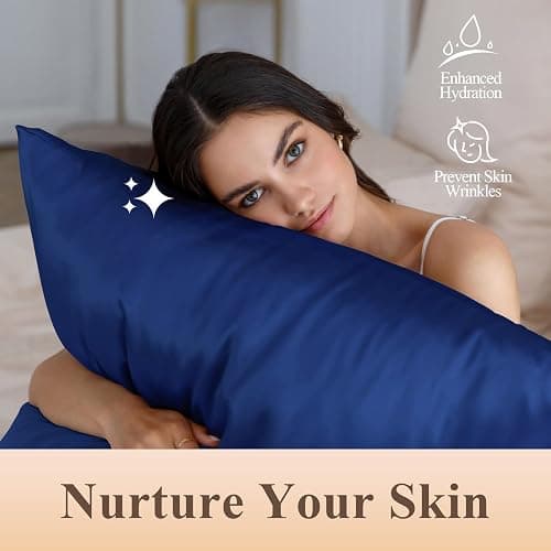 Satin Body Pillow Cover, Navy Blue Silky Cooling Satin-Silk Body Pillow Cases with Envelope Closure (20x54, Navy Blue) thumbnail 4