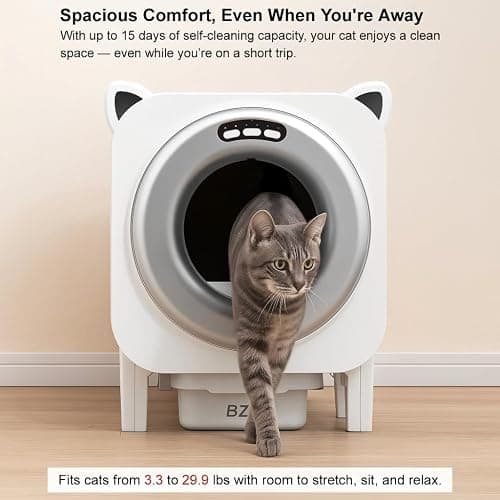 Self Cleaning Litter-Box for Multiple Cats with 76L Large Capacity,Automatic Litter Box with App Control and Safety Sensors Protection (Black) thumbnail 3
