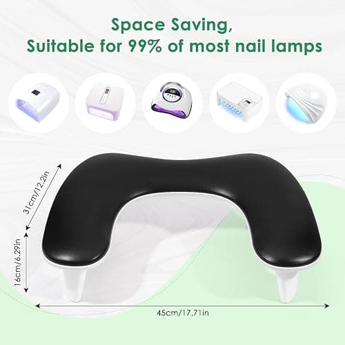 LIONVISON Arm Rest for Nails Tech U Shaped - Comfortable Manicure Nail Hand Rest Pillow Cushion, PU Leather Nail Armrest Stand for Acrylic Nail Art Tech, Quick Installation, Black thumbnail 6