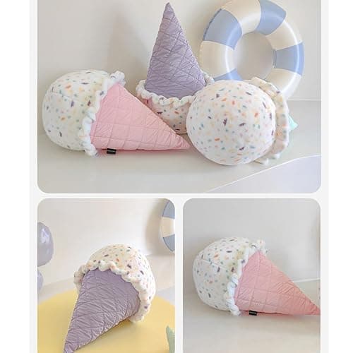 FEEZUSH Ice Cream Plush Pillow, Ice Cream Stuffed Plush, Food Plush Pillow, Home Decoration Gift for Kids Adults (Pink) thumbnail 5