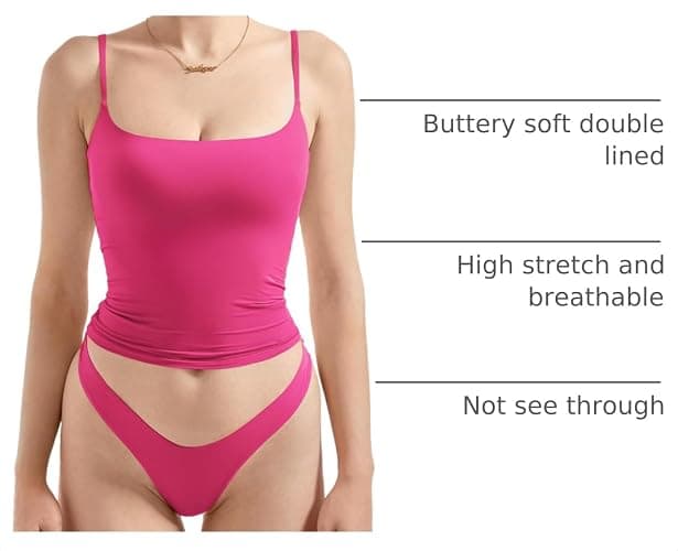 SUUKSESS Women Double Line Square Neck Tank Top Summer Y2K Going Out Basic Cami Shirt thumbnail 4