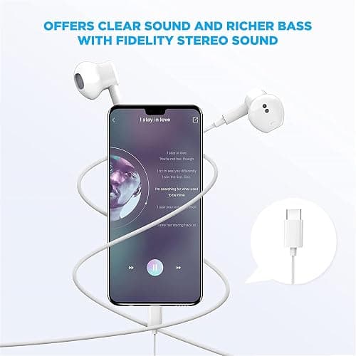 USB C Headphones for iPhone 17/16/15 Pro Max Plus Earbuds,Type C Earphones | with Microphone & Remote Noise Cancelling Earphones for iPhone 17/16/15 Pro Max Plus,iPad,Galaxy S26/S25/S24/Ultra Note 10/20 thumbnail 4