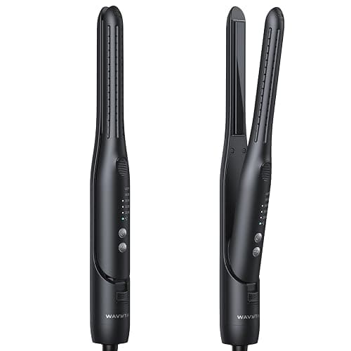 Wavytalk 0.65" Pencil Flat Iron, Cool Curl Pencil, Small Airflow Styler and Straightener for Short Hair, Pixie Cut and Edges, Curling Iron for Short Hair with 360º Cool Airflow, Black - Image 1