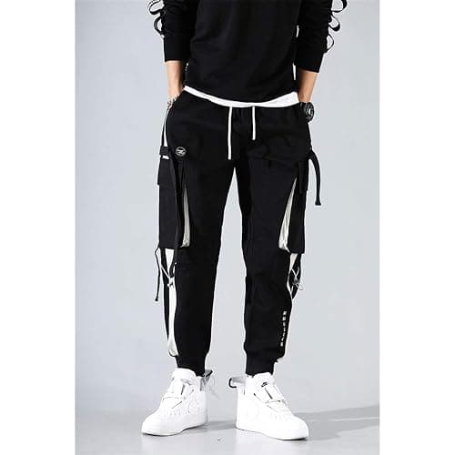 Astellarie Mens Punk Cargo Pants Hip-hop Jogger Patchwork Popular Baggy Teachwear Pants thumbnail 2