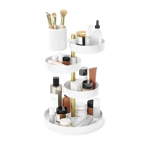 Umbra Pirouette Cosmetic Organizer Whte/Brass - Image 1