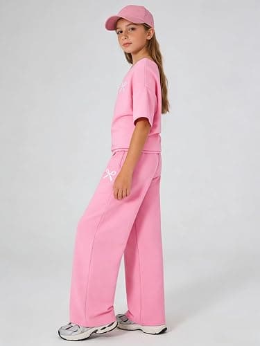 Kxuryueo Teen Girls Clothes Off the Shoulder Top and Wide Leg Pants Matching Outfit Set with Pockets Size 7-16 thumbnail 5