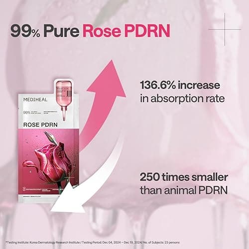 Mediheal Rose PDRN Essential Sheet Mask 4 pcs. 99% Pure White Rose PDRN & Hyaluronic Acid for hydrating, firming, and enhancing moisture barrier, skin firmness, and glow. Vegan formula. - 4 pcs - Rose PDRN thumbnail 7