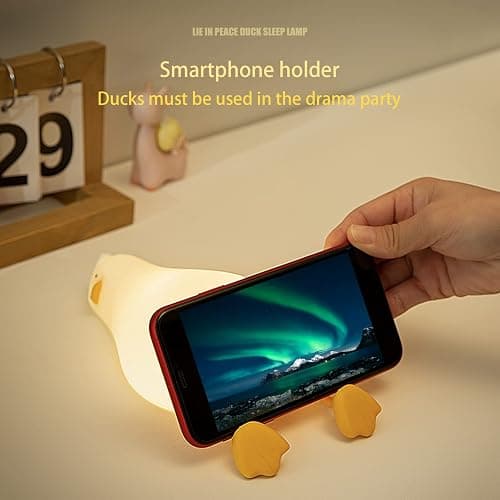 MUID Benson Lying Flat LED Squishy Duck Lamp, Cute Light Up Nursery Nightlight, Rechargeable Bedside Touch Lamp for Breastfeeding, Finn The Duck thumbnail 4