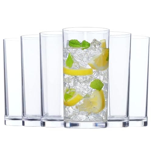 US Acrylic Classic Clear Plastic Reusable Drinking Glasses (Set of 6) 16oz Water Cups | BPA-Free Tumblers, Made in USA | Top-Rack Dishwasher Safe - Image 1