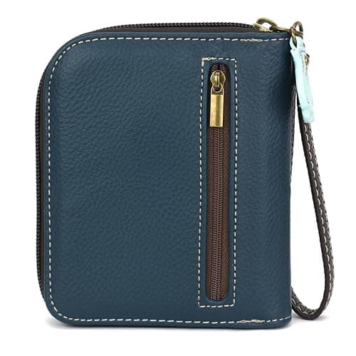 CHALA Zip Around Wallet, Wristlet, 8 Credit Card Slots, Sturdy Pu Leather, Turtle A - Teal Stripe, One Size thumbnail 2