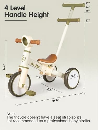 LOL-FUN Tricycle for Toddlers 1-3 Baby Balance Bike 1 2 Year Old Boys Girls Ride on Toy with Parent Steering Push Handle & Removable Pedal thumbnail 2
