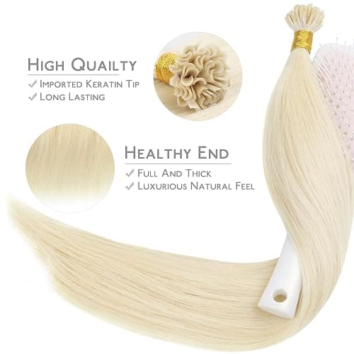 WENNALIFE U Tip Hair Extensions Human Hair, 50g 50s 14 Inch Platinum Blonde Remy Hair K Tip Hair Extension Real Human Hair Invisible Straight Keratin Hair Extensions thumbnail 3