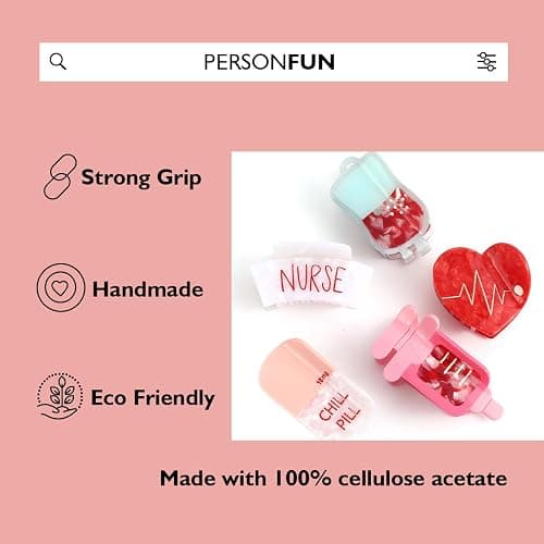 PERSONFUN Chill Pill Hair Claw Clip Pharmacy Claw Clip Personalized claw hair Clip Fun Summer Acetate Hair Claw Accessories for Women thumbnail 9