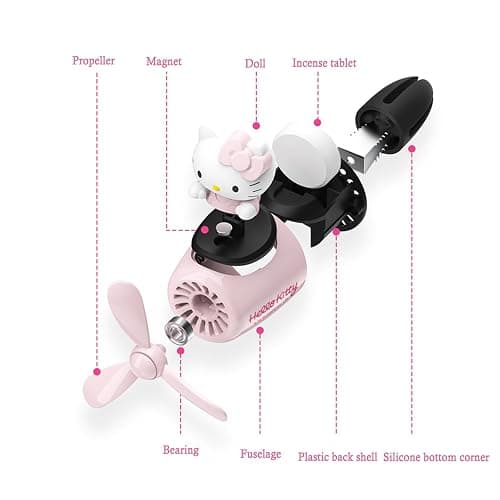 Car Air Freshener, Cute Pink Cat Pilot Vent Clip Interior Accessories, Rotating Propeller Automotive Air Outlet Fan Creative Cartoon Air Fresheners for Car (Pink) thumbnail 4