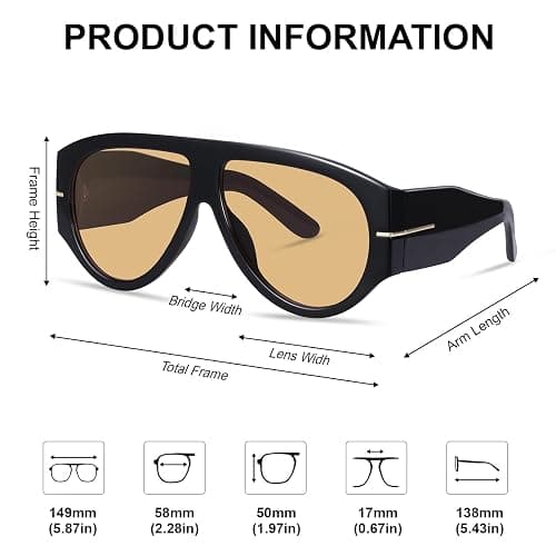 YMRFW Oversized Retro Aviator Sunglasses for Women Men Trend 70s Thick Classic Vintage Style Sun Glasses thumbnail 6
