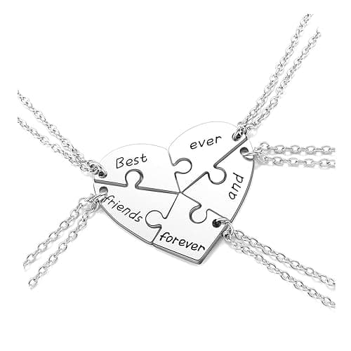 PESOENTH BFF Best Friend Necklace For 2 3 4 5,Friendship Jewelry For Women Gift,Matching Heart Best Friends Forever Pendant Necklaces Set Birthday for Friendship BBF - 5pcs Best friends forever and ever Neclace