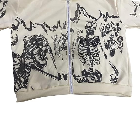 2023 Punk Jackets Streetwear Goth Oversized Zip Up Hoodie Men Women Rhinestone Y2K Spider Skeleton Hoodies thumbnail 5