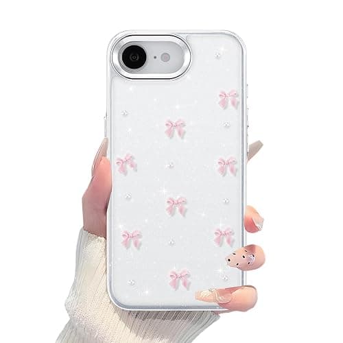 EYZUTAK Case for iPhone 17e/iPhone 16e, Bling Glitter 3D Bowknot Phone Case Cute Sparkly Crystal Clear Bow Aesthetic Design Cover Slim Soft Durable TPU Transparent Protective Cover for Women-Pink Bow thumbnail 8