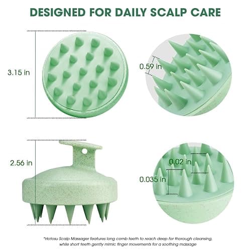 Hotosu Scalp Massager Brush for Hair Growth – Silicone Scalp Scrubber & Scalp Exfoliator – Manual Scalp Massager Brush for Wet or Dry Use – Hair Massager Scalp Shampoo Brush Tool (Green) thumbnail 8