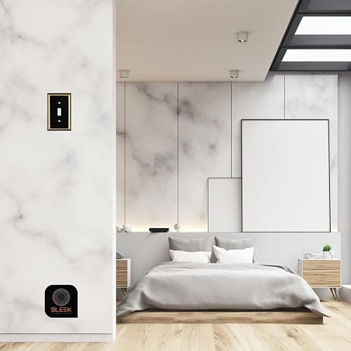 Pack of 4 Wall Plate Outlet Switch Covers by SleekLighting | Decorative Zinc Cast Black and Gold| Variety of Styles: Rocker/Receptacle/Toggle / & Combo | Size: 1 Toggle thumbnail 2