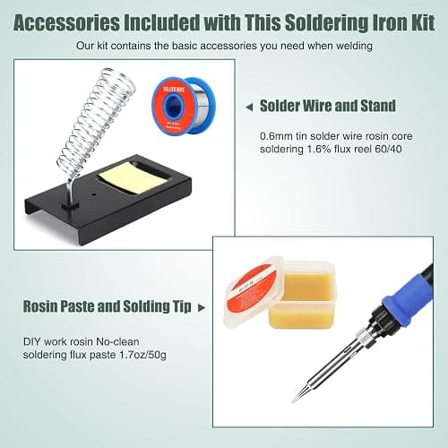 Soldering Iron Kit, 80W 110V LCD Digital Welding Tools, 356-896℉(180-480℃), Portable Adjustable Temperature Solder Irons, for Metal, Jewelry, Electric Repairing, DIY thumbnail 5