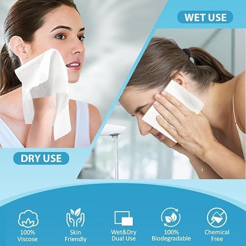 HOMEXCEL Face Towels, 100 Count (2 Box) Disposable Face Towelettes, Biodegradable Makeup Remover Dry Wipes, Super Soft Clean Facial Towels Wash Cloth for Sensitive Skin thumbnail 3