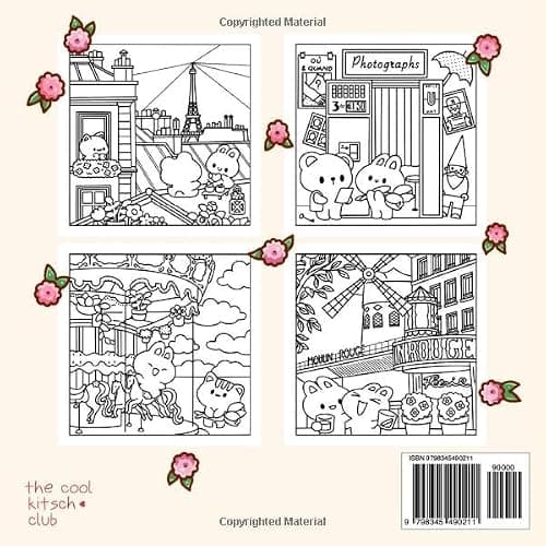 Cute Paris: A Kawaii Coloring Book Adventure: Color Adorable Paris Landmarks and Cute Kawaii Characters – Perfect for Kids and Busy Adults (Sweet & Kitsch) thumbnail 2